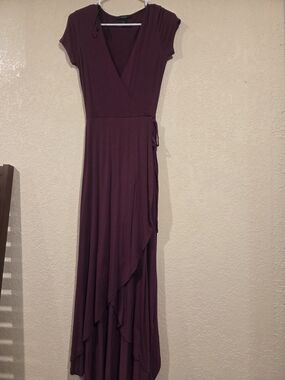 Forever 21 Plum Wrap Maxi Dress with Ruffle Cascade